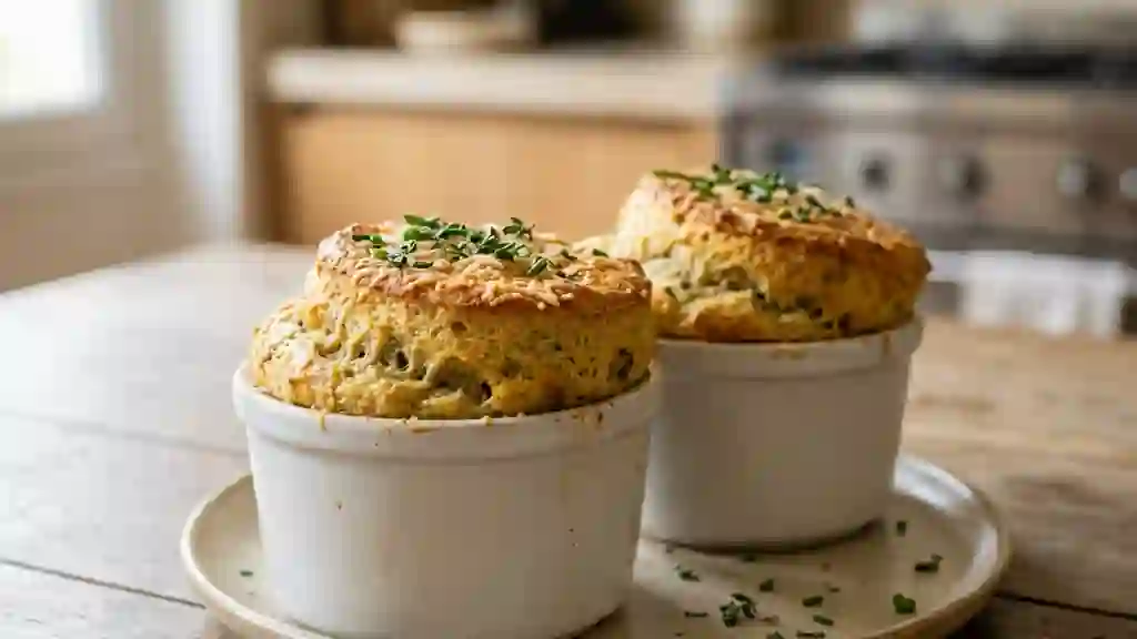 Soufflés d'aubergine aériens au fromage - Photo de présentation