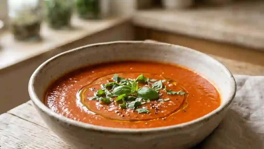 Velouté de tomate onctueux au basilic - Photo de présentation