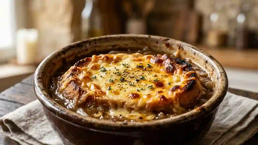 Soupe à l'oignon gratinée au Porto - Photo de présentation