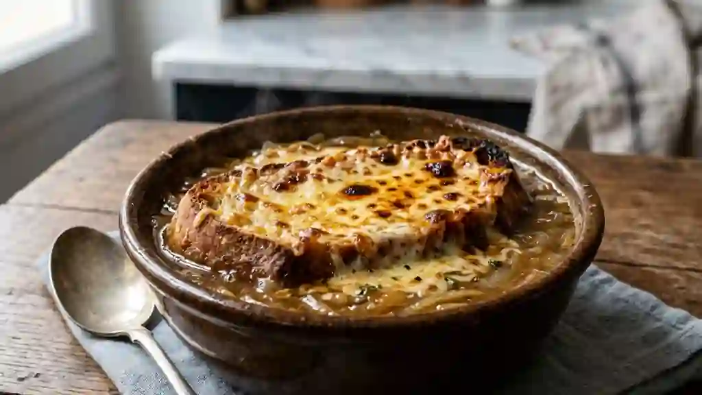 Oignons confits et fromage gratiné - Photo de présentation