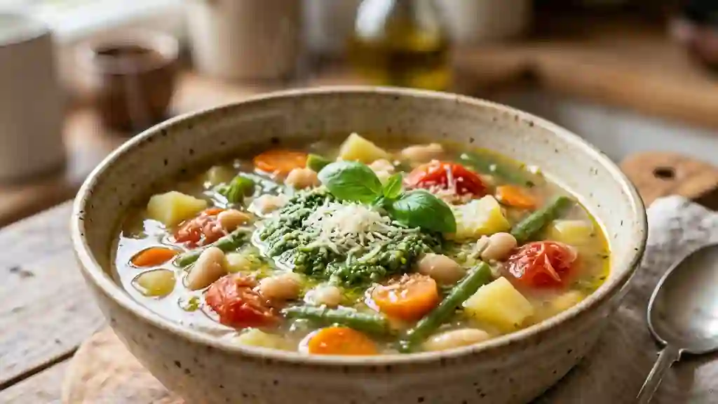 Soupe au pistou fondante et ailée - Photo de présentation