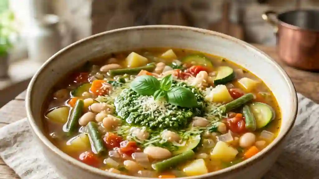 Soupe au pistou provençale et basilic frais - Photo de présentation