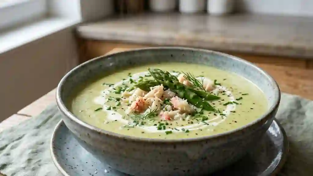 Velouté Onctueux Asperges et Crabe - Photo de présentation