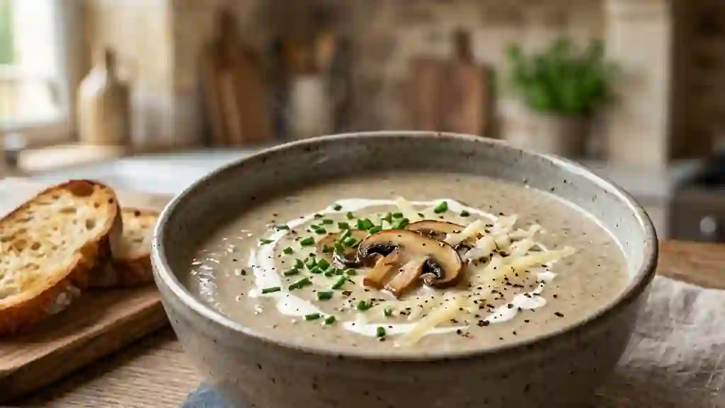 Velouté crémeux aux champignons et fromage - Photo de présentation