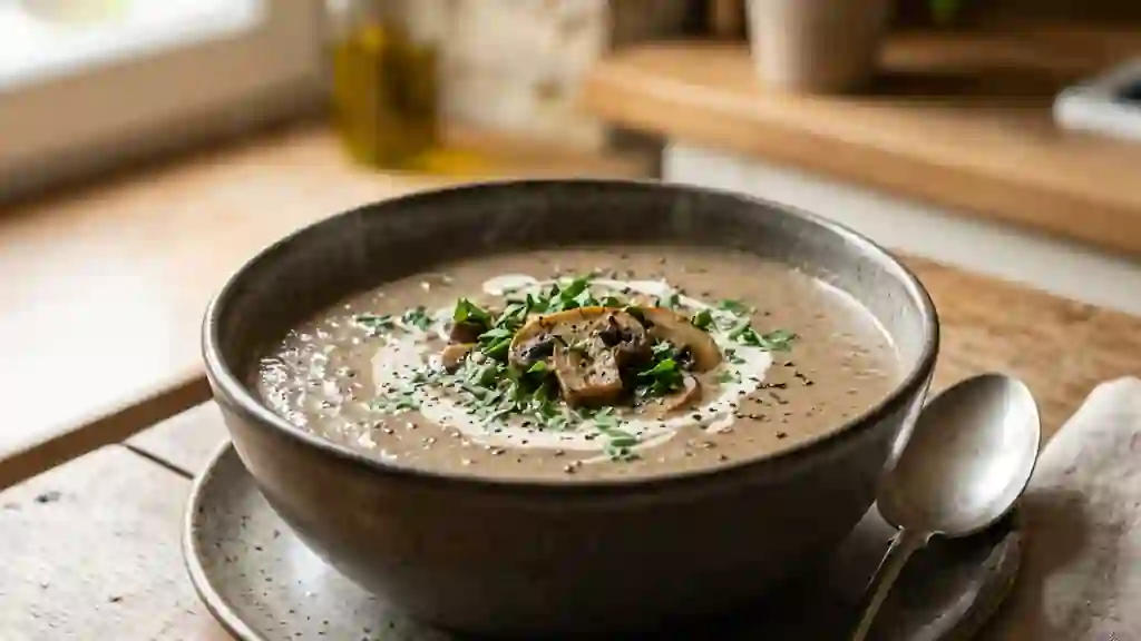 Velouté de champignons onctueux à la crème - Photo de présentation