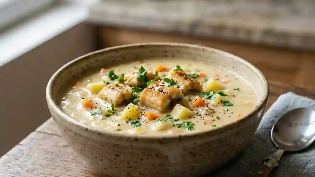Velouté d'anguille onctueux au persil - Photo de présentation