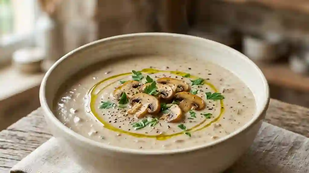 Velouté de champignons onctueux à la crème - Photo de présentation