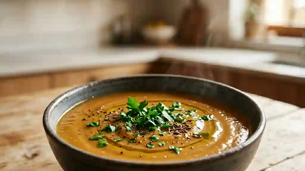 Soupe de minuit onctueuse au cumin - Photo de présentation