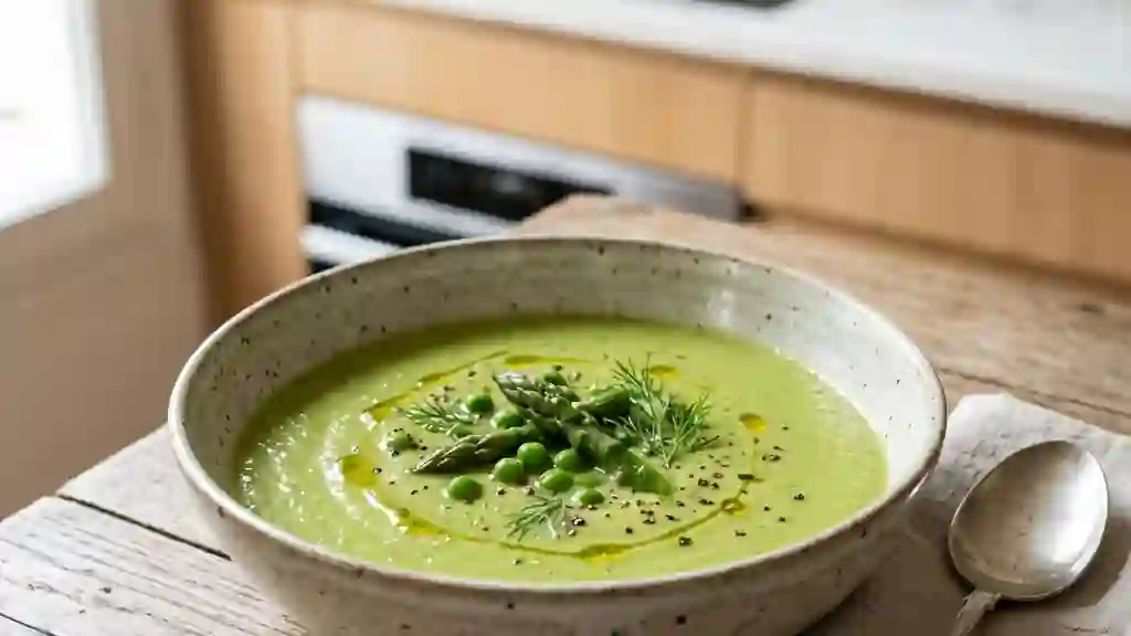 Velouté de Printemps aux Asperges et Petits Pois - Photo de présentation