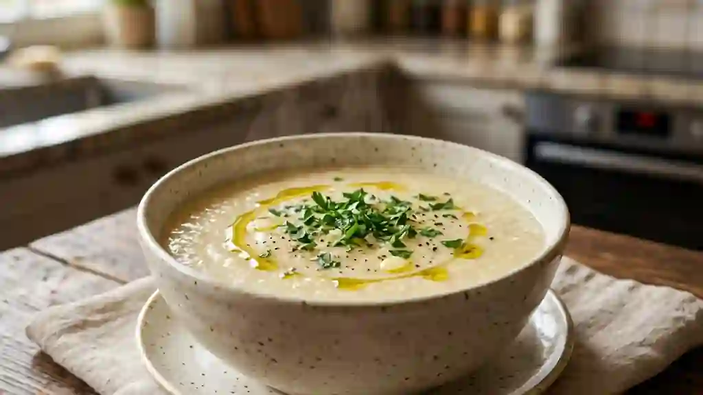 Velouté de semoule à l'ail et beurre fondu - Photo de présentation