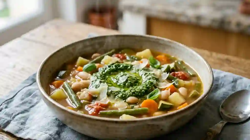 Soupe au pistou fondante au basilic frais - Photo de présentation