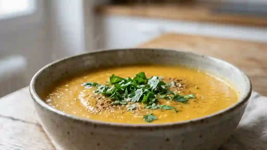 Velouté onctueux lentilles corail et cumin - Photo de présentation