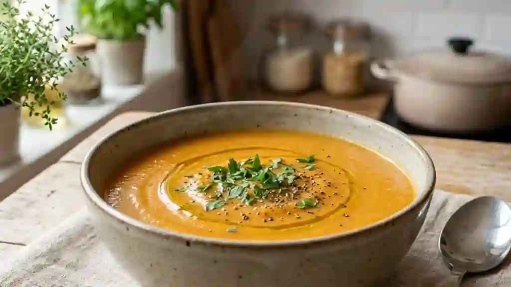 Velouté carotte-pomme de terre soyeux - Photo de présentation