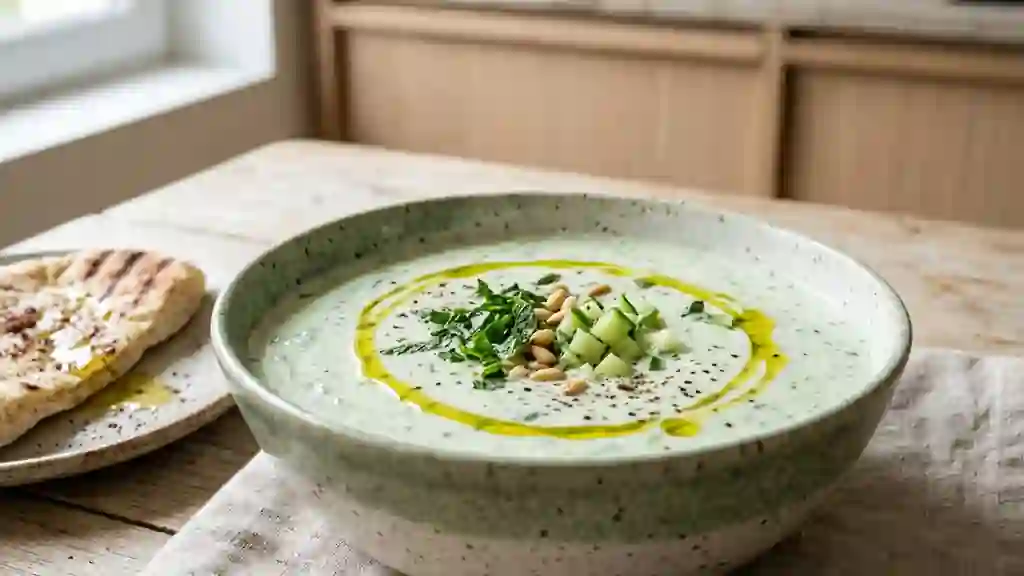 Velouté de concombre glacé à la menthe - Photo de présentation