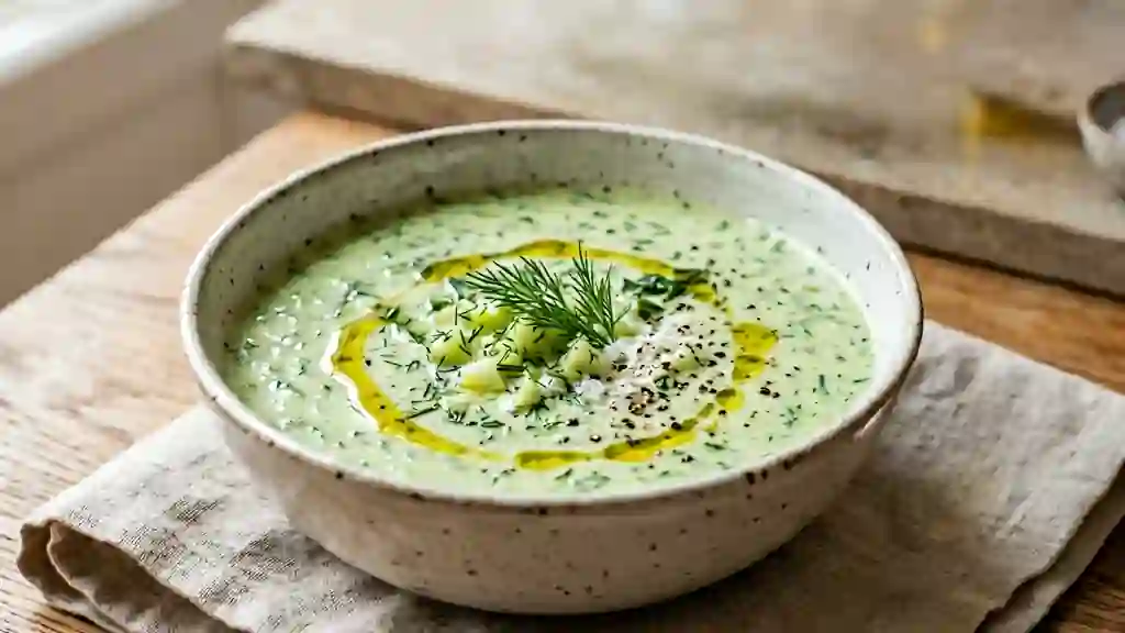 Velouté de concombre glacé à l'aneth - Photo de présentation