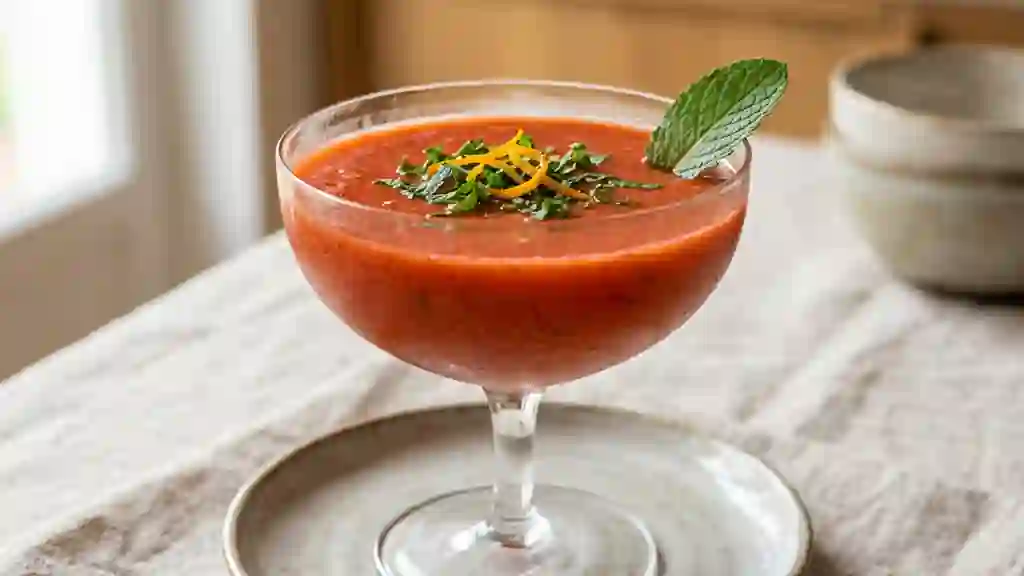 Nectar de fraises frais à l'orange et menthe - Photo de présentation