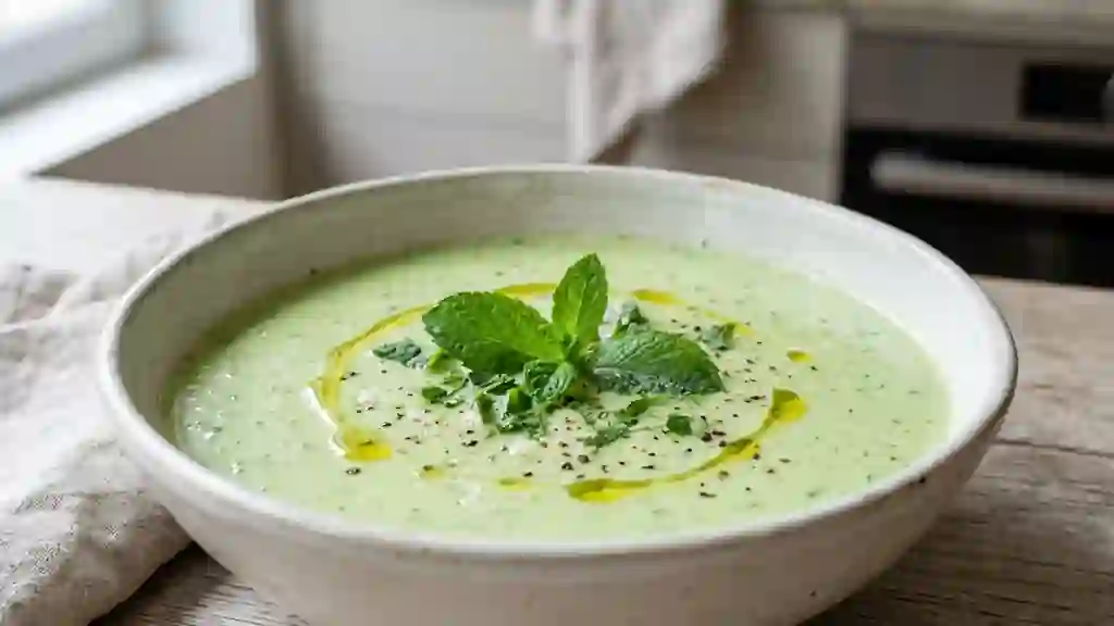 Velouté glacé concombre et menthe fraîche - Photo de présentation