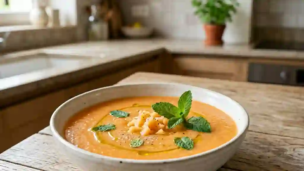 Soupe glacée au melon et menthe fraîche - Photo de présentation
