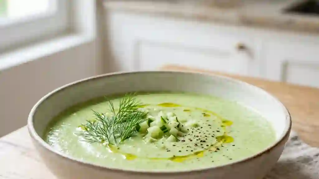 Crème de concombre givrée au yaourt et aneth - Photo de présentation