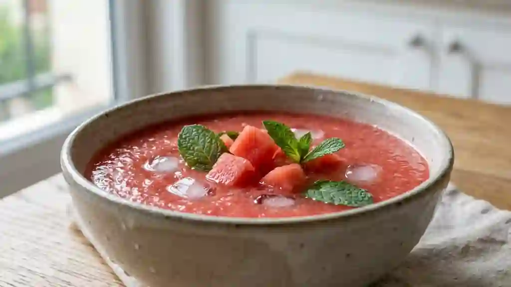 Gaspacho de pastèque givré à la menthe - Photo de présentation