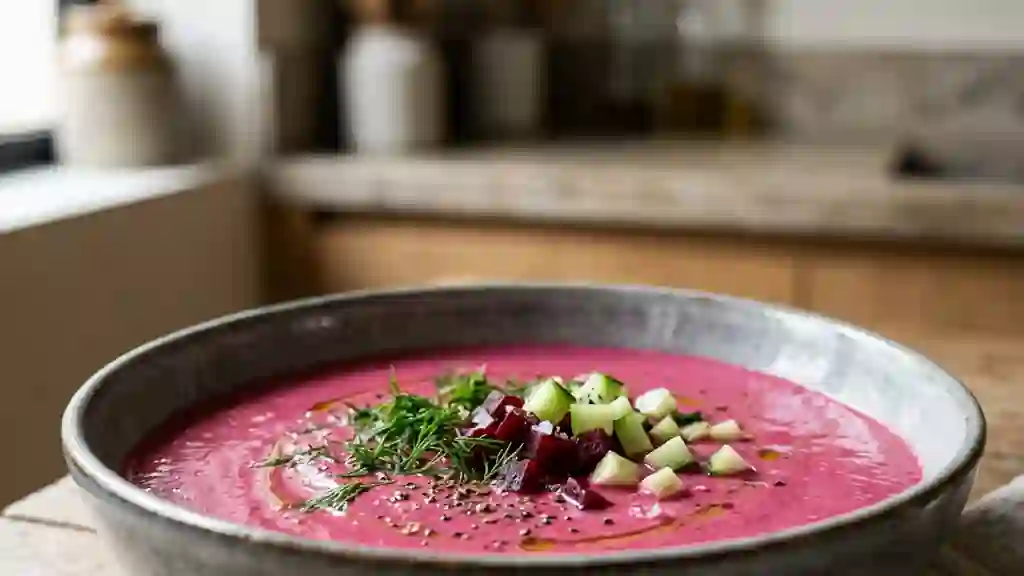 Velouté de betterave givré au yaourt et aneth - Photo de présentation