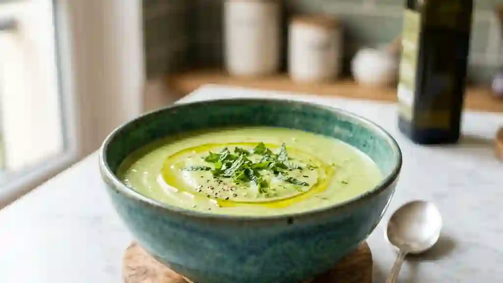 Crème d'avocat glacée au citron vert et menthe - Photo de présentation