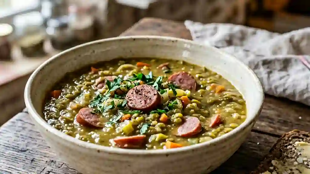 Snert : potée épaisse aux pois et saucisse fumée - Photo de présentation