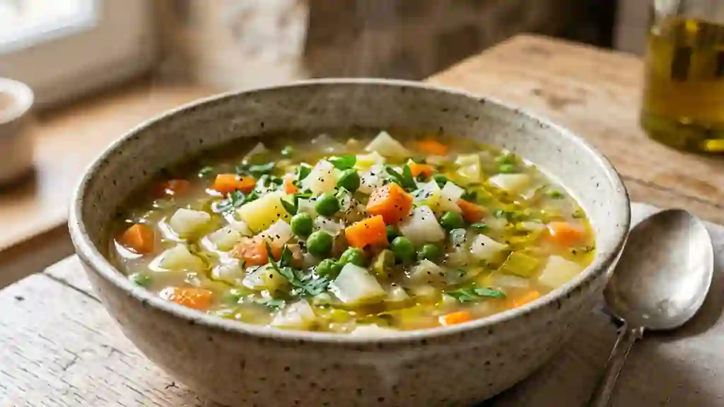 Velouté de potager aux légumes croquants - Photo de présentation