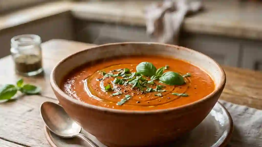 Velouté de Tomates Onctueux au Basilic - Photo de présentation