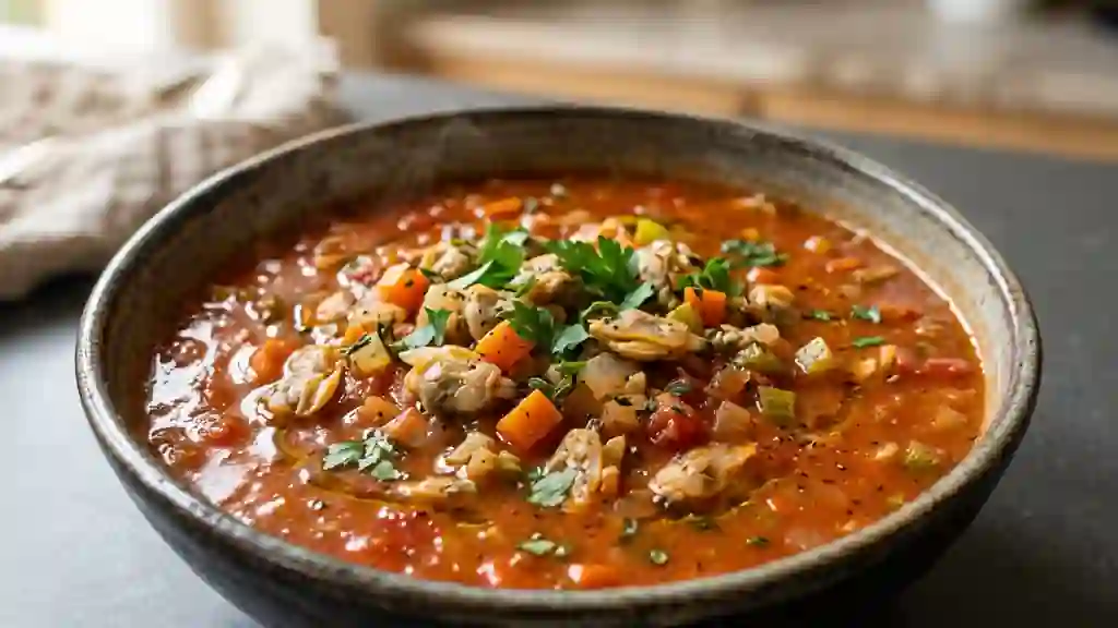 Chowder de palourdes à la tomate - Photo de présentation