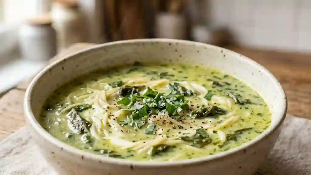 Soupe à l'oseille acidulée et vermicelles - Photo de présentation