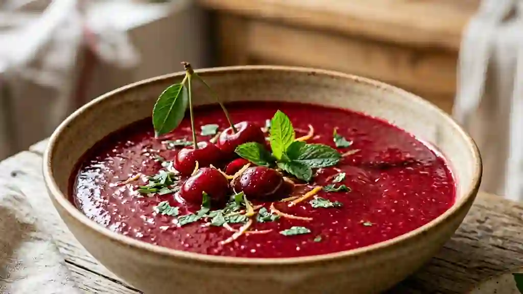 Soupe de cerises onctueuse et acidulée - Photo de présentation