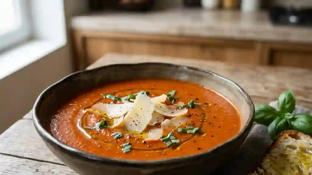 Velouté de tomate onctueux au parmesan - Photo de présentation