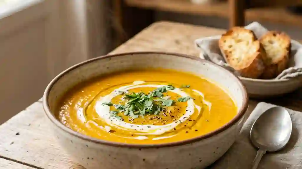 Velouté de carottes soyeux au curry - Photo de présentation