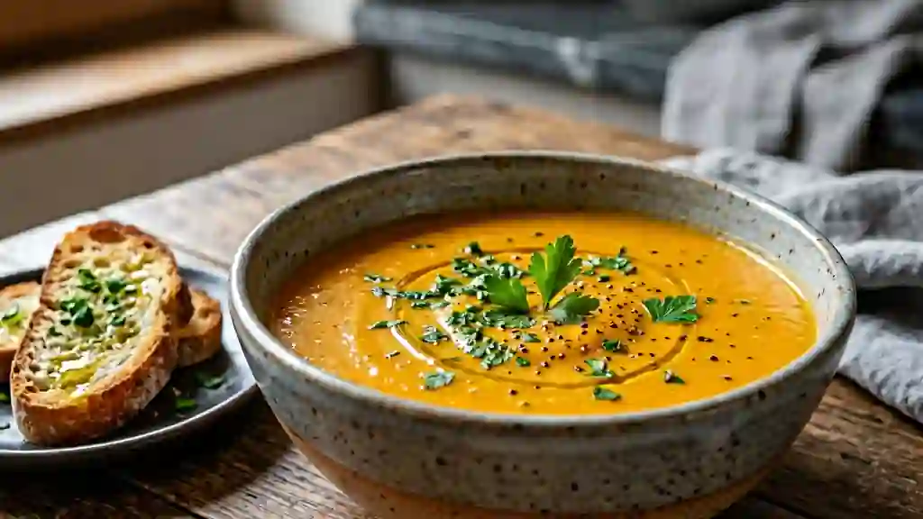Velouté de carottes onctueux au persil frais - Photo de présentation