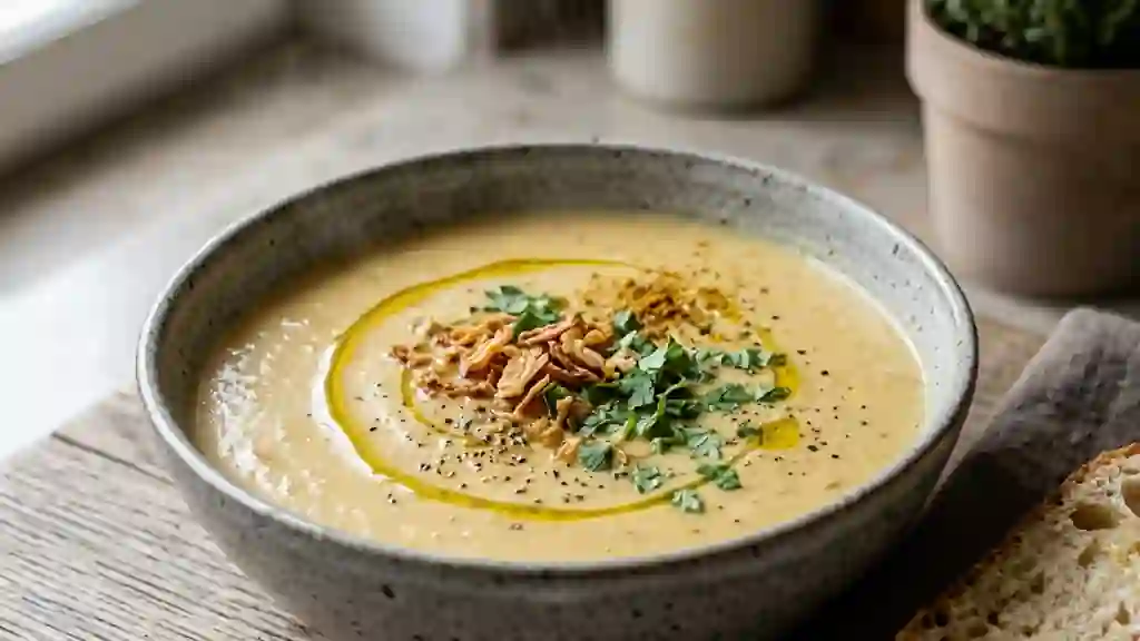 Velouté de pommes de terre au coco et curry - Photo de présentation