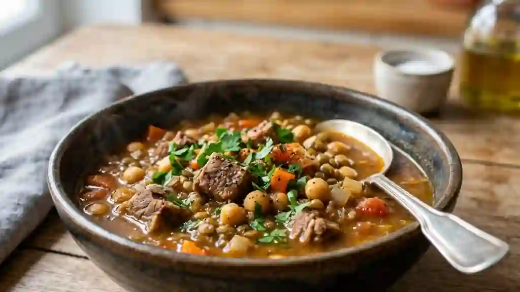 Soupe Orientale Agneau, Pois Chiches et Lentilles - Photo de présentation