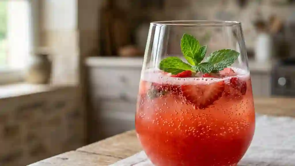 Soupe de fraises givrée et bulles de menthe - Photo de présentation