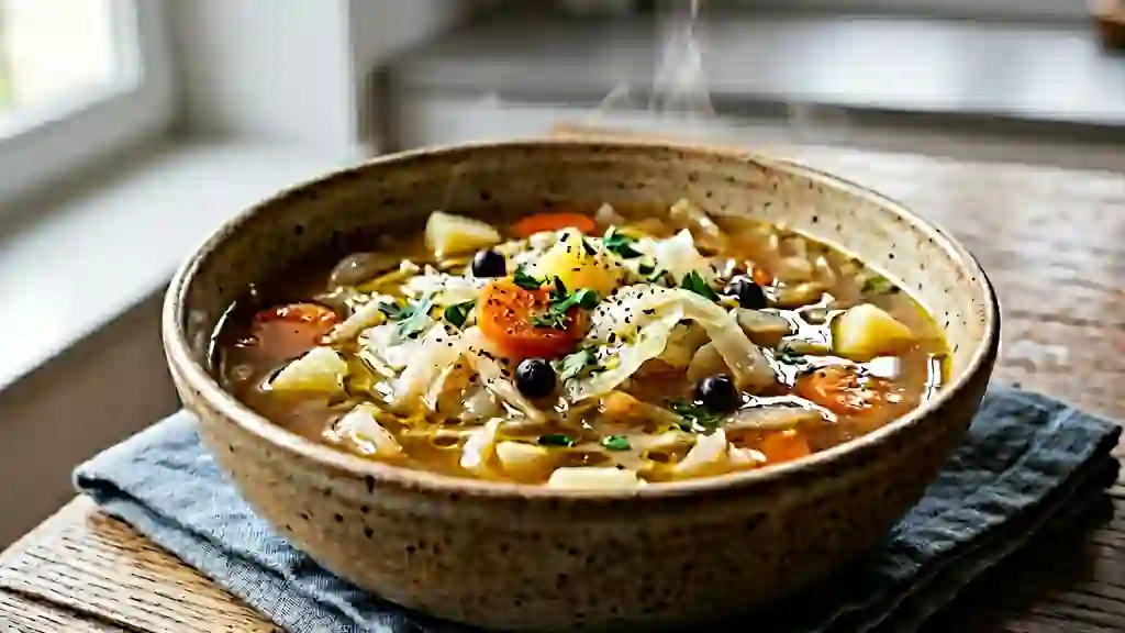 Soupe au chou rustique et baies de genièvre - Photo de présentation