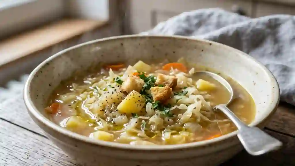 Soupe au chou fondante et rustique - Photo de présentation