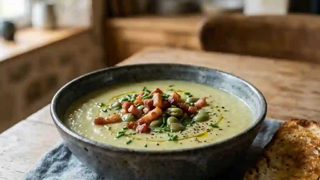 Velouté de fèves au lard fumé - Photo de présentation