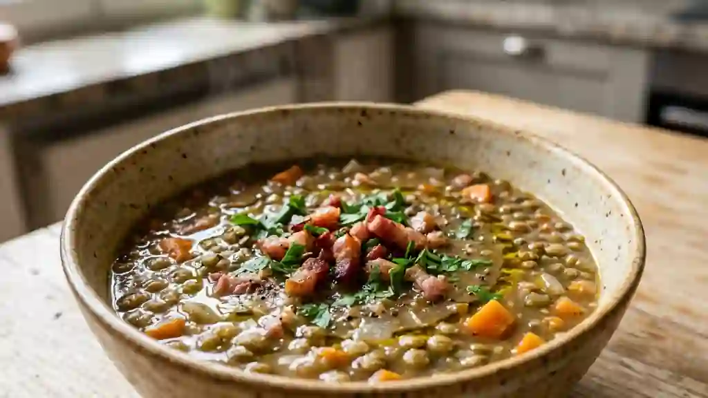 Velouté de lentilles au lard fumé - Photo de présentation