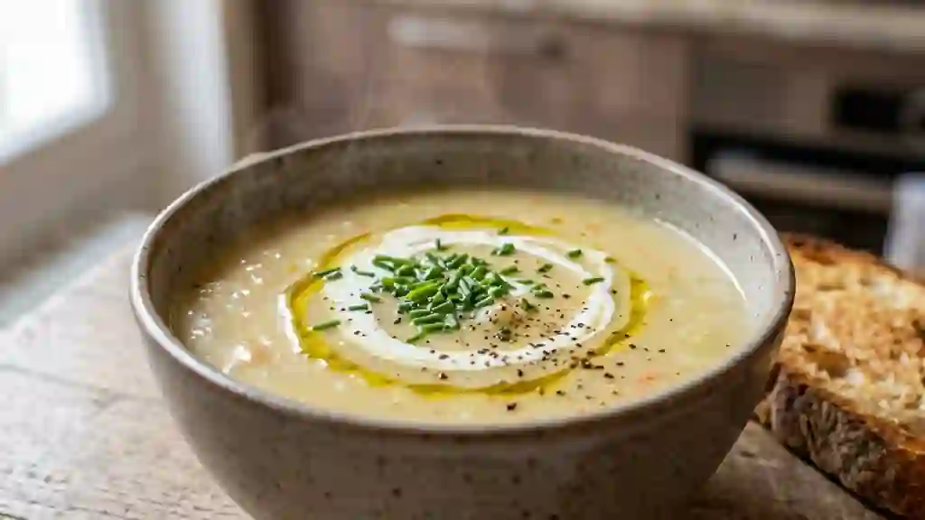 Velouté de pommes de terre fondant et crémeux - Photo de présentation