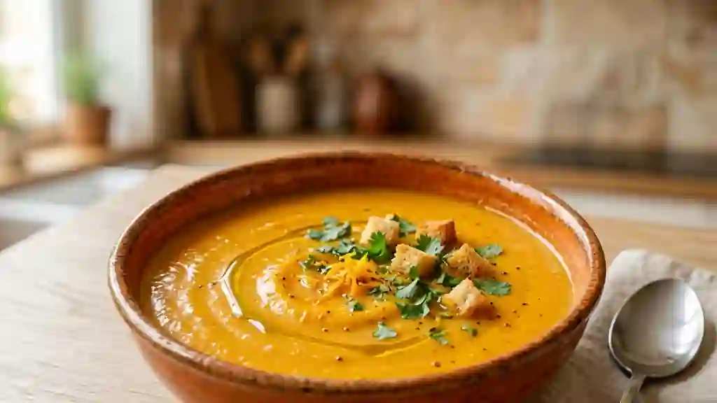 Velouté de carottes au jus d'orange frais - Photo de présentation