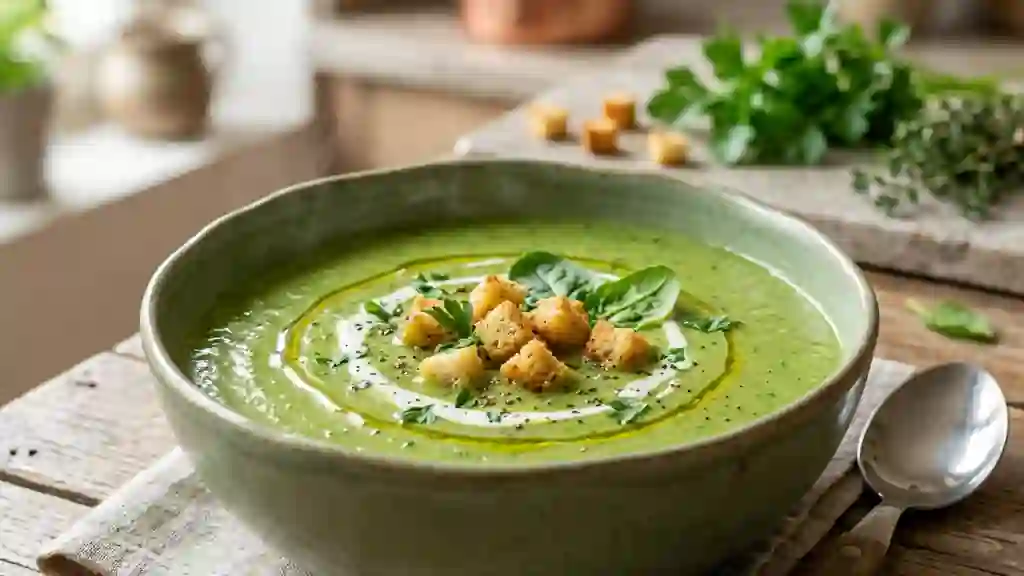 Velouté d'épinards et courgettes fondant - Photo de présentation