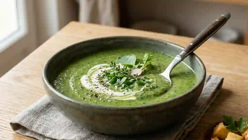 Velouté de fanes de radis soyeux - Photo de présentation