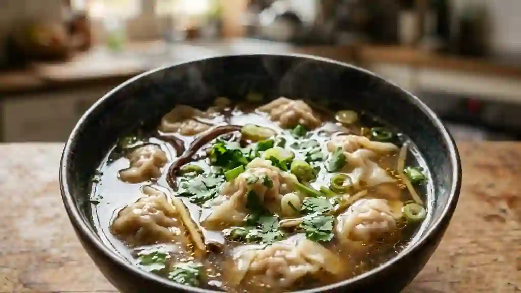 Soupe won-ton fondante boeuf et crevette - Photo de présentation