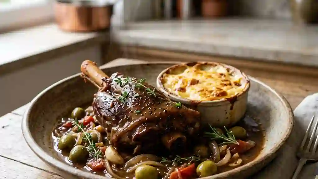 Souris d'agneau fondante aux olives et romarin - Photo de présentation