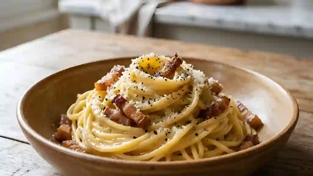 Spaghetti à la romaine crémeux et poivrés - Photo de présentation