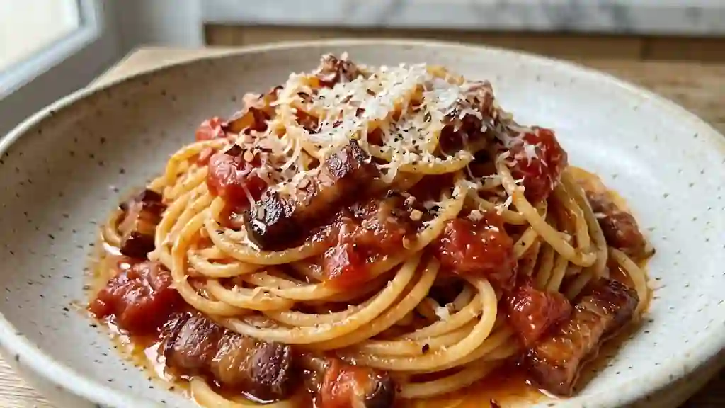 Spaghetti Amatriciana au Guanciale Fondant - Photo de présentation